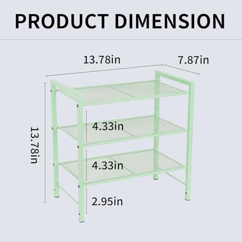 Adjustable Desktop Bookshelf, Metal Desk Shelf Organizer, Sage Green
