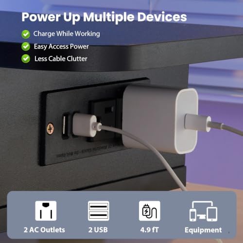 Artswish Dual Monitor Stand with Power Outlet, Black Desk Monitor Riser