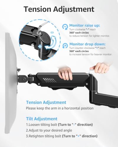 MOUNTUP Single Monitor Wall Mount for Max 32 Inch Computer Screen, Fully Adjustable Monitor Arm, Wall Mount Monitors Holder Support 4.4-19.8lbs Display, VESA Bracket Fit 75x75mm, 100x100mm