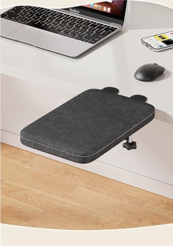 Foldable Armrest Desk Mount - Metal Support + Cushioned Pad for Wrist Relief, Ergonomic Workstation Accessory (Grey)