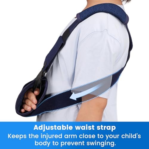 Velpeau Pediatric Arm Sling Shoulder Immobilizer for Kids, Blue Right 2XS
