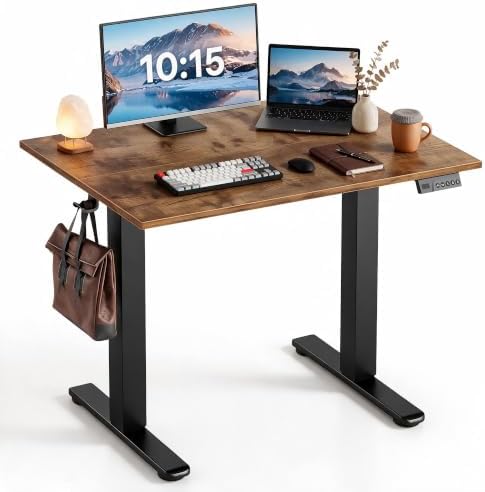 Claiks 40 x 24 Inch Rustic Brown Electric Standing Desk