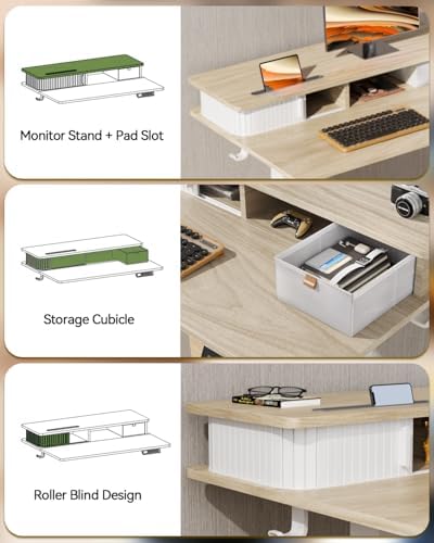 JOY worker 35" Small Electric Standing Desk with Monitor Stand & Drawer