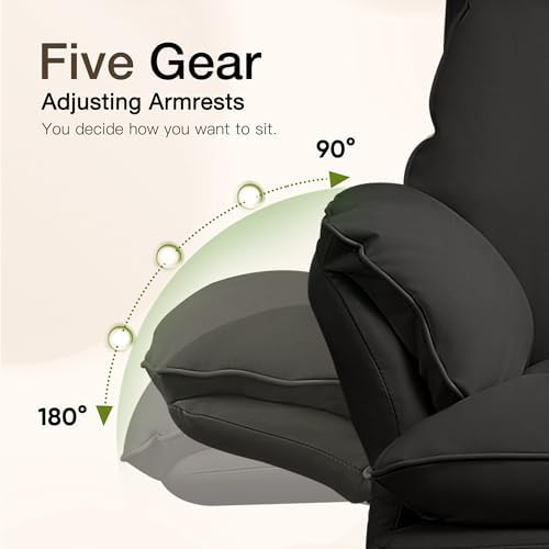 JOMEED Cloud Cross Legged Office Chair with Footrest and Flip Armrest,Black