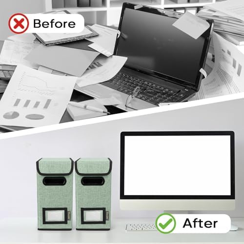 BALEINE File Organizer Box with Lid, Collapsible Hanging File Storage Box