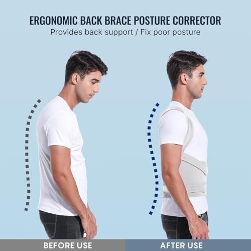 Back Brace Posture Corrector for Women and Men, Shoulder Straightener, Adjustable Full Back Support, Relief for Neck/Shoulder/Back Pain, Scoliosis & Hunchback Correction, Breathable Mesh Design (Gray, Small (Waist 25"-33"))