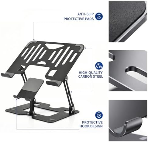 Ergonomic Foldable 2-in-1 Laptop Stand with Phone Holder