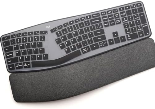 Keyboard Cover for Logitech Ergo K860 Wireless Ergonomic Keyboard, K860 Split Keyboard Protective Accessories -Black