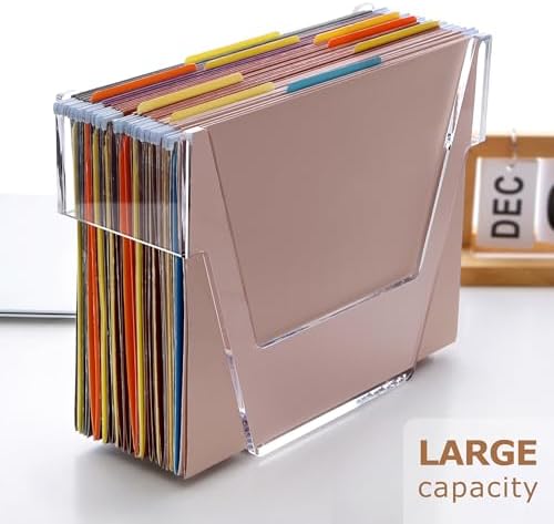 DINGHUO Hanging File Organizer, Letter Size Acrylic Hanging File Folder Frame, Portable File Holder Storage Rack for Desk Home Office or Cabinet - 1 Pack