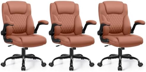 Leather Office Chair, PU Home Computer Desk Chairs with Ergonomic Back Support, 360°Swivel Free，Small Gaming Chair with Wheels and Adjustable Armrests, for Short People Use