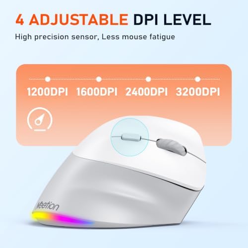 MEETION Ergonomic Wireless Vertical Mouse, Rechargeable, Gray