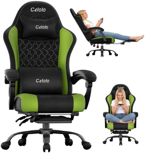 Czlolo Fabric Big and Tall Gaming Chair with Extended Footrest
