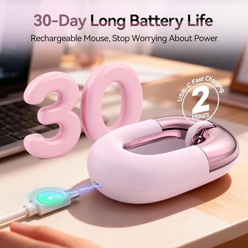 Bluetooth Mouse for Laptop Donut Pink Wireless Mouse, Rechargeable
