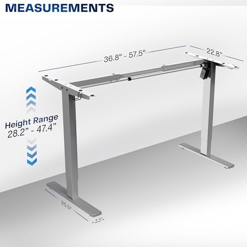VIVO Gray Brushless Motor Electric Standing Desk Frame, DESK-V100EGY