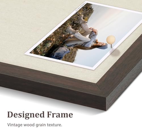 DOLLAR BOSS Bulletin Boards with Linen, 36"x24" Cork Board, Dark Walnut