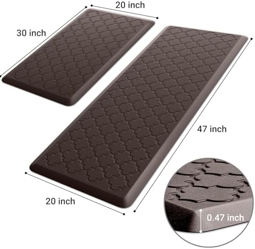 Kitchen Mat 2 PCS Cushioned Anti-Fatigue Floor Mat Standing Mat for Kitchen