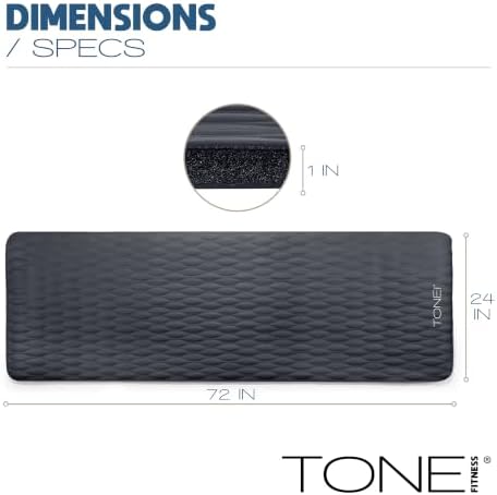 Tone Fitness 1" Extra Thick Yoga Mat, Exercise & Pilates Mat with Strap