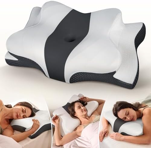 Cozyplayer True Cooling Cervical Neck Pillow for Pain Relief, Ergonomic Side Sleeper Pillow for Neck Support, Odorless Orthopedic Contour Memory Foam Pillows, Bed Pillow for Back Stomach Sleeper