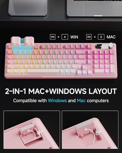 Wired Creamy Keyboard with Number Pad, Knob, RGB Backlit-Gradient Pink