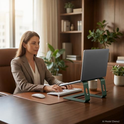 SOUNDANCE Laptop Stand, Aluminum Ergonomic Desk Riser, 10-15.6", Green