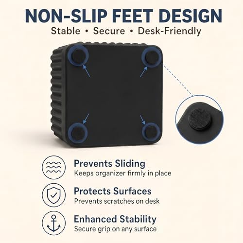 Black Desk Organizer Accessories Set, with Pen, Clip and Sticky Note Holder