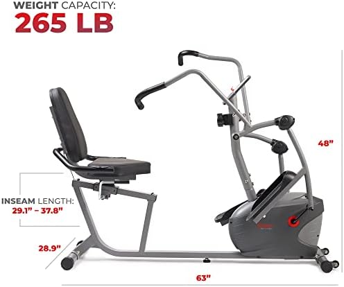 Sunny Health & Fitness Smart Recumbent Cross Trainer with Arm Exerciser