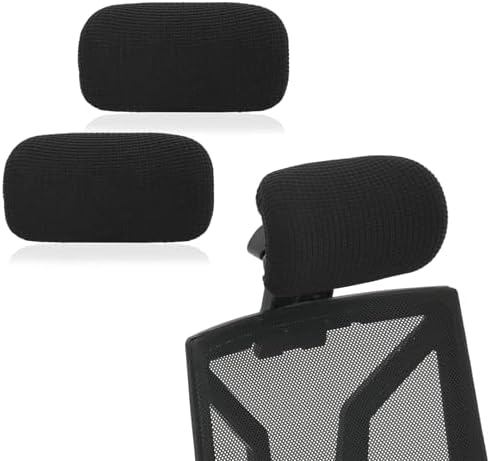 2PCS Office Chair Headrest Attachment，Removable Washable Protector Recliner Headrest Protector（Black），Fit Most Types of Office Chairs. Perfect Choice for Home Study,Office.