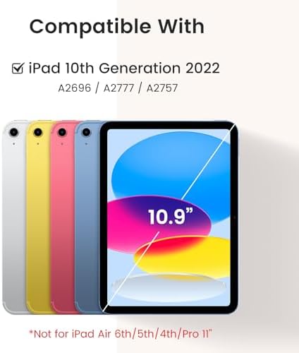 Magnetic Keyboard Case for iPad 10th/11th Generation A16, 10.9/11 Inch 7 Color Backlit Detachable Wireless Keyboard, 360° Rotatable Cover with Pencil Holder for iPad 10th Gen 2022 (Pink)