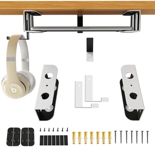 BYMECOST Under Desk Laptop Mount, Metal Under Desk Storage Holder, White