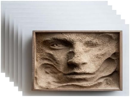 Batmerry Sand Portrait Placemats, Formed Face in Frame Washable Linen Table Mats for Kitchen Table Double Insulation Decor Dining Set Indoor Outdoor 12X18 in Set of 6