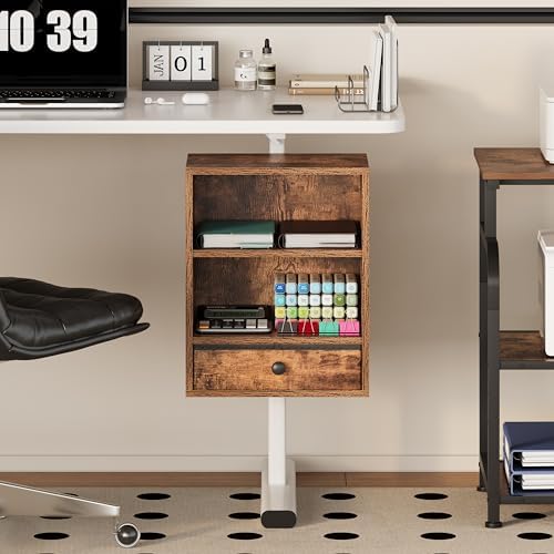 Unionly Clamp-on Under Desk Storage Shelves with Height Adjustable & Drawer