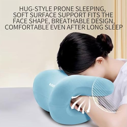 Neck Support for Office Chair, Memory Foam Neck Support with U-Shape Hanger Design for Office Chairs, Armrest Elbow Relief, and Restful Power Napping, Blue