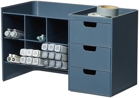 Blue Ginkgo Stackable Desk & Pen Organizer, Blue, Made in Korea
