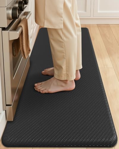 Color&Geometry Antifatigue Kitchen Mat for Floor 20x47-3/4 in Thick, Black
