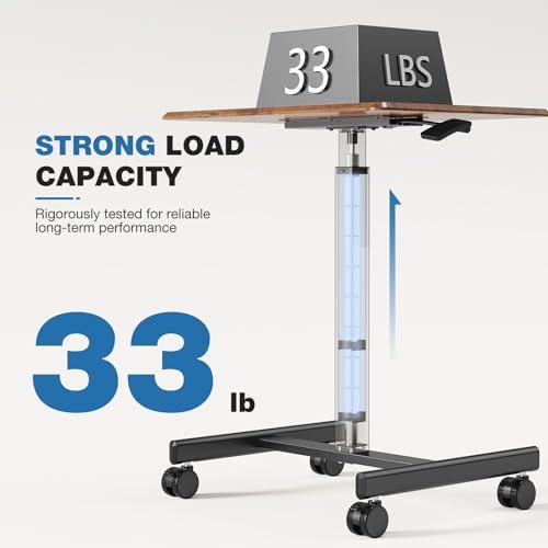 DUMOS Mobile Rolling Desk with Wheels Adjustable Height