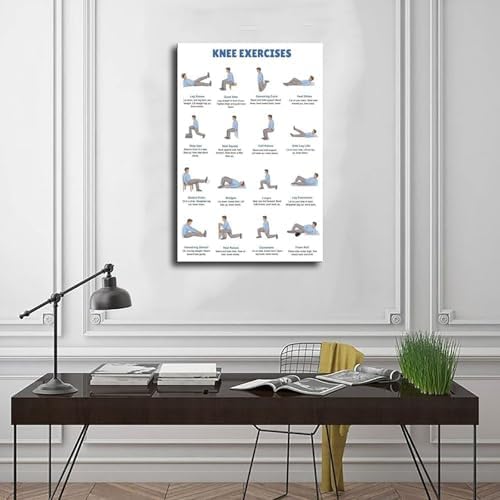 Knee Exercises Chart Exercise Charts Senior Workout Routines Home Workout Plan Knee Friendly Exercises Canvas Poster Bedroom Decor Room Decor Frame 20x30inch