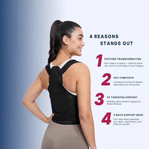 Posture Corrector for Women & Men Adjustable Back Brace for Upper & Lower Back Pain Relief, Spine Alignment & Shoulder Support Breathable Mesh, Improves Posture & Confidence (Medium)