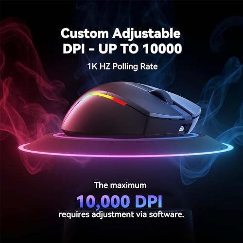 Redragon S107KS Wireless Gaming Keyboard and Mouse, RGB Backlit, 3 Mode (Wired/2.4G/BT), Up to 10,000 DPI Gaming Mouse with Software, Ultra Lightweight 65g, 25 Key Anti-Ghosting Keyboard for PC