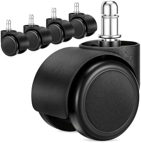 2" Office Chair Casters Wheels, 5 pcs Chair Wheel Replacement, 11mm Stem