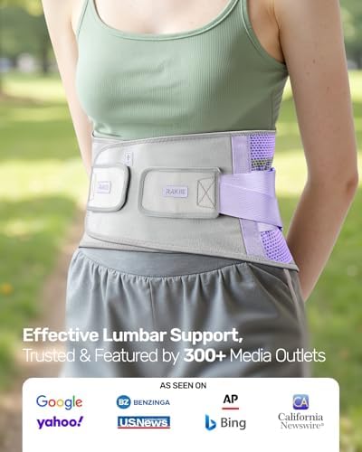 Rakiie Lower Back Brace for Women, 9X Support System, Purple XXL