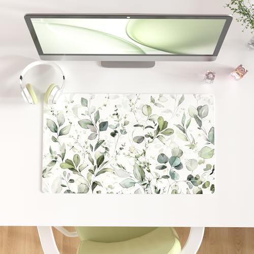 QIYI PU Leather Large Mouse Pad, Waterproof Desk Mat, 23.6" x 13.8", Leaves