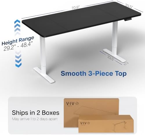 VIVO Black 71 x 30 in Standing Desk, DESK-KIT-1W7B