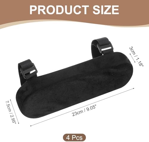 uxcell Memory Foam Chair Armrest Pads,4 Pair Office Chair Arm Cover(Black)