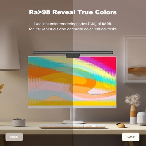 YEELIGHT Monitor Light Bar RGB Backlight, Ra98 Computer Lamp Works with Matter & Alexa for Home Office Gaming, 350LM Dimmable No Glare Eye-Care LED Screen Bar, USB Desk Lamp Stepless Dimming
