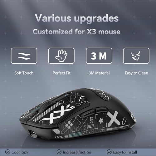 ATTACK SHARK Mouse Anti Slip Grip Tape for X3 Wireless Gaming Mouse - Black
