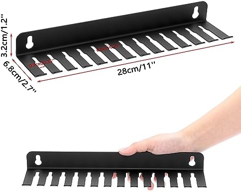 Sumnacon Wall Mounted Cable Hanger and Organizer, 13 Cable Slot Cable Hanger,Iron Cable Rack-Slots Width from 6 to 9mm for Cord Management,Black