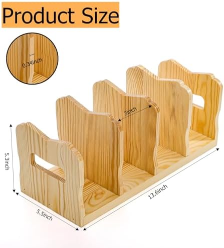 Lawei 2 Pack Wooden Mail Sorter, 4 Slot Desk File Organizer with Handles, Sturdy File Sorter Book Holder for Letter, Envelope, Purse Clutch Divider, Storage Folder Racks for Home, Office, Classroom