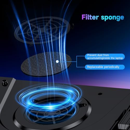 IETS GT300 Upgraded Laptop Cooling Pad with Adjustable Stand, Turbo Boosted Cooler for Rapid Cooling 10-17inch Gaming Laptop, Flexible Sealing Ring，Featuring Air Filtration and USB Hub
