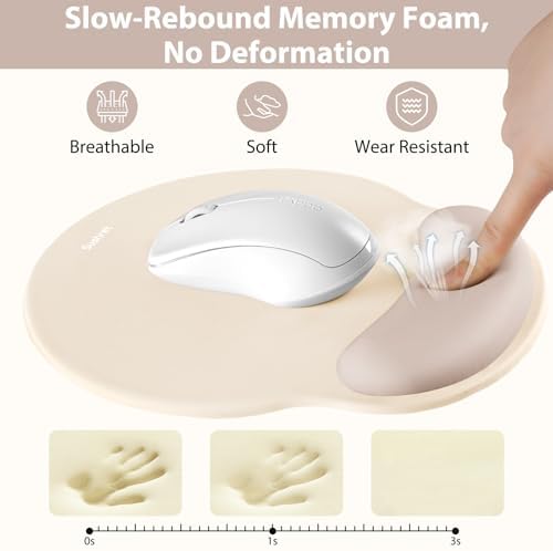 Sushret Mouse Pad and Keyboard Wrist Rest, 3-in-1 Gel Memory Foam Ergonomic Mouse Pad with Wrist Rest Set, Gaming Mousepad Arm Cushion Support for Computer Desk Accessories Cute Setup,Apricot Pink