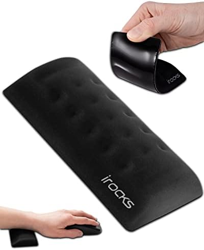 i-Rocks Memory Foam Mouse Wrist Rest - Pain-Reducing Wrist Rest for Mouse - Non-Slip Rubber Base Wrist Rest - Cooling Mouse Wrist Support for Long Hours of Work, Studying, Gaming (Black)